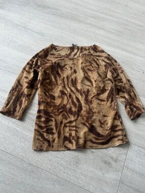 Leopard Print 3/5 Sleeve Top vintage sparkly sheer